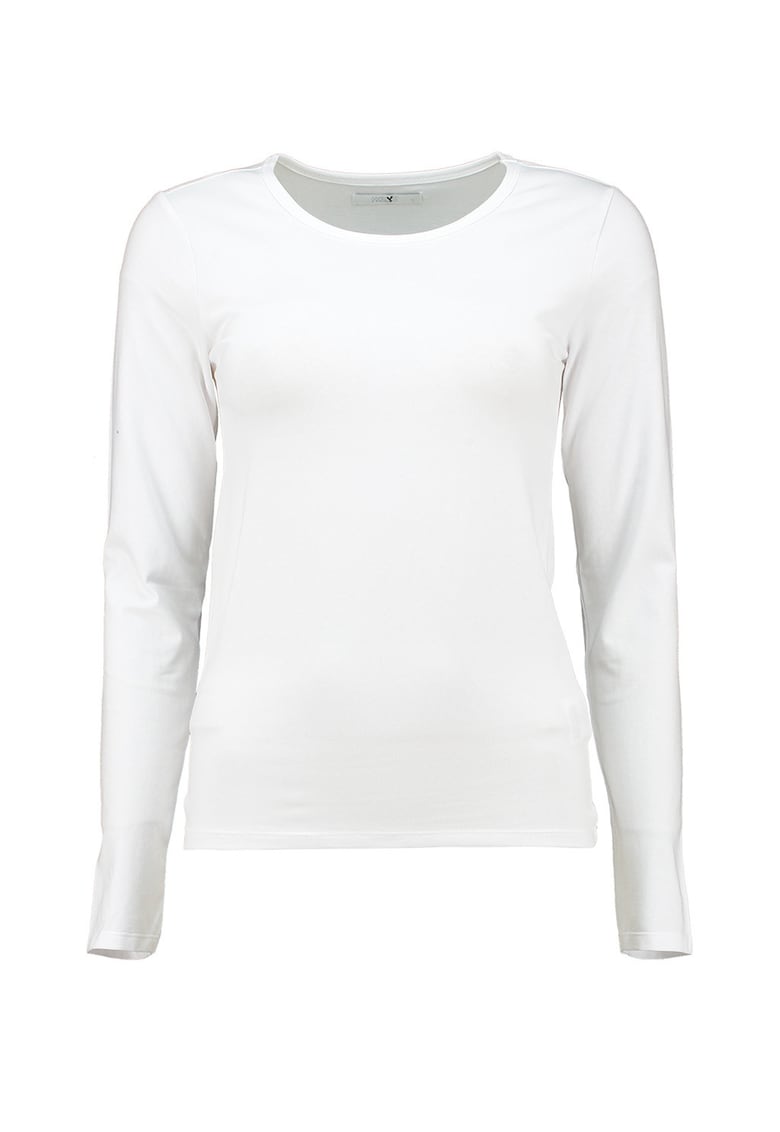 Bluza din amestec de bumbac cu decolteu rotund