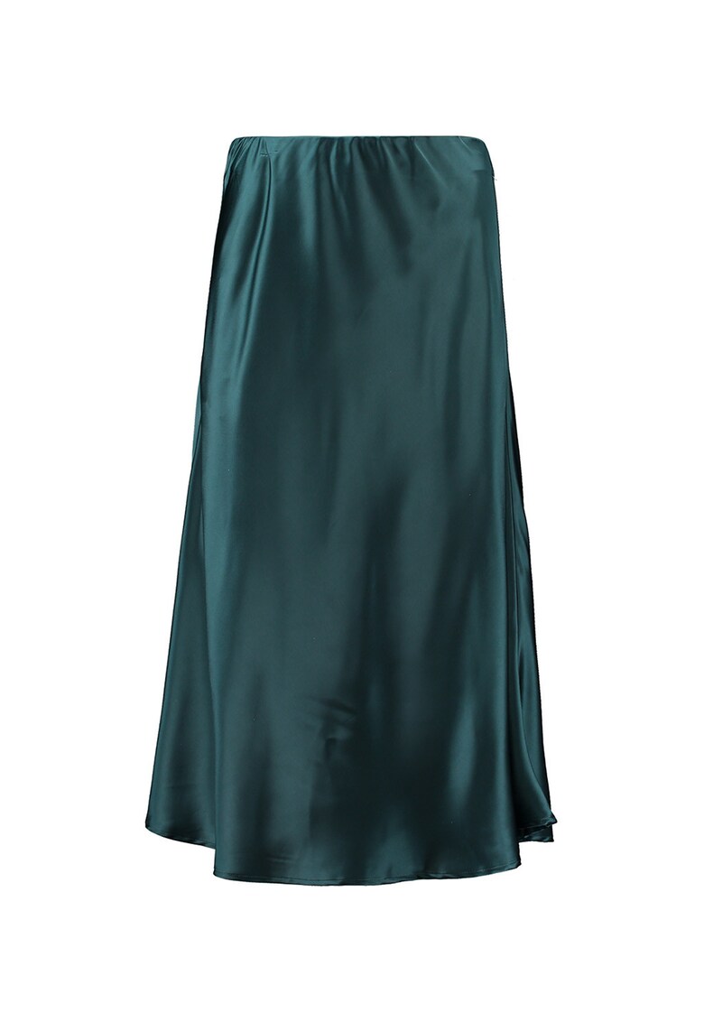 Fusta de satin cu croiala pe bie - Albastru petrol/Albastru