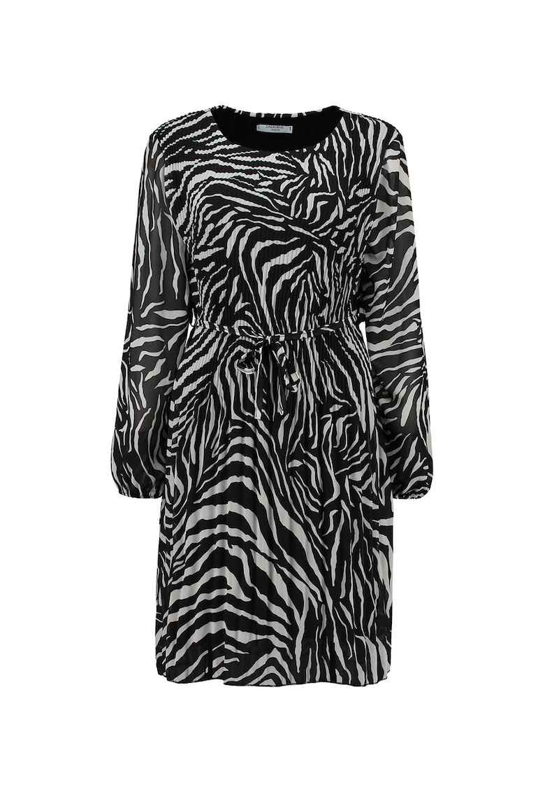 Rochie cu animal print si cordon subtire in talie