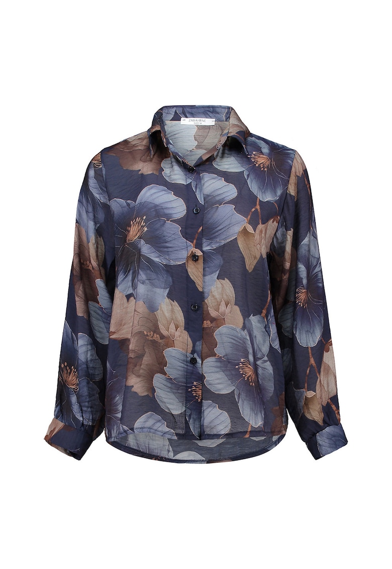 Camasa cu model floral si guler ascutit