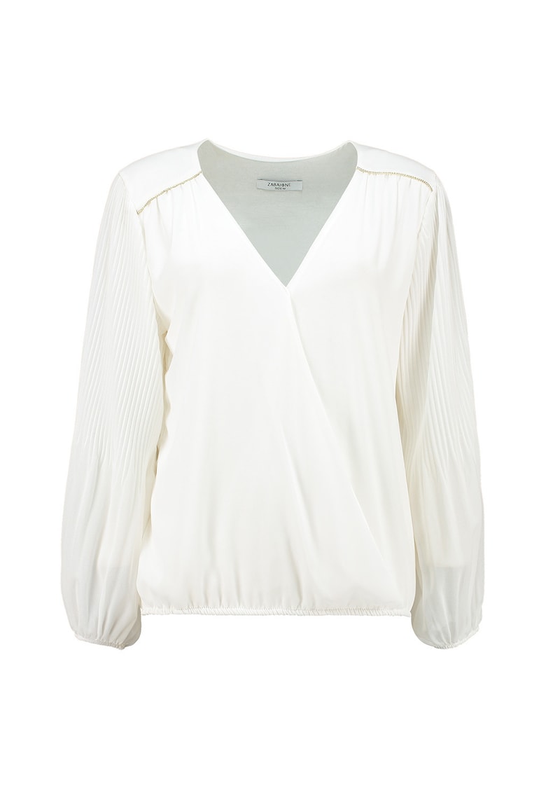 Bluza cu decolteu in V si maneci cu pliuri