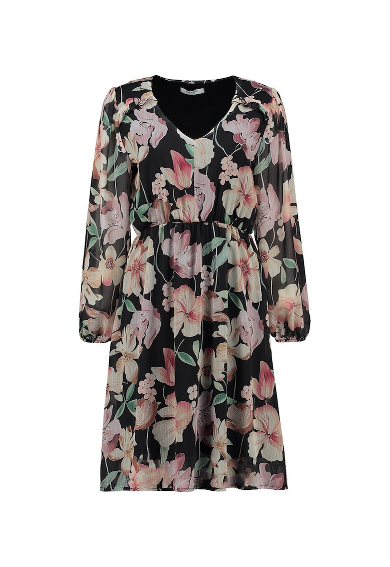 Rochie midi cu decolteu rotund si model floral