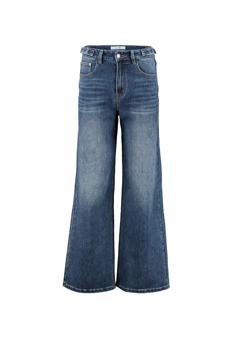 Blugi evazati cu aspect decolorat - Alb murdar/Albastru