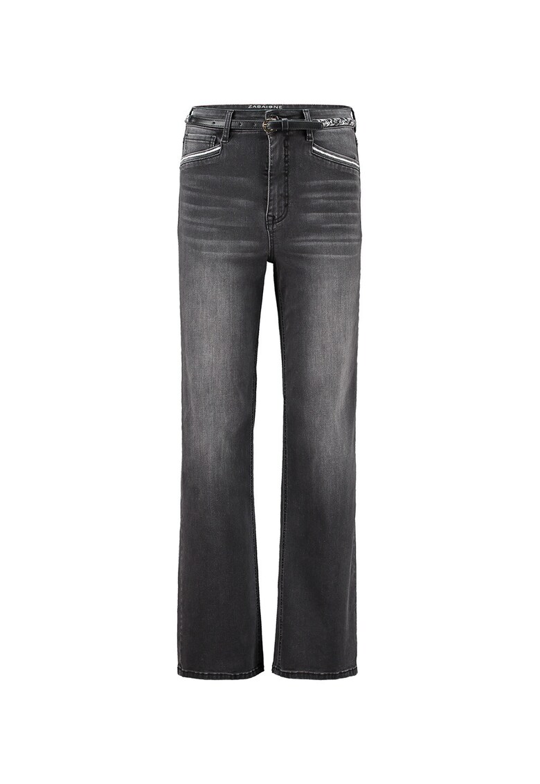 Blugi drepti cu aspect decolorat - Alb murdar/Gri inchis