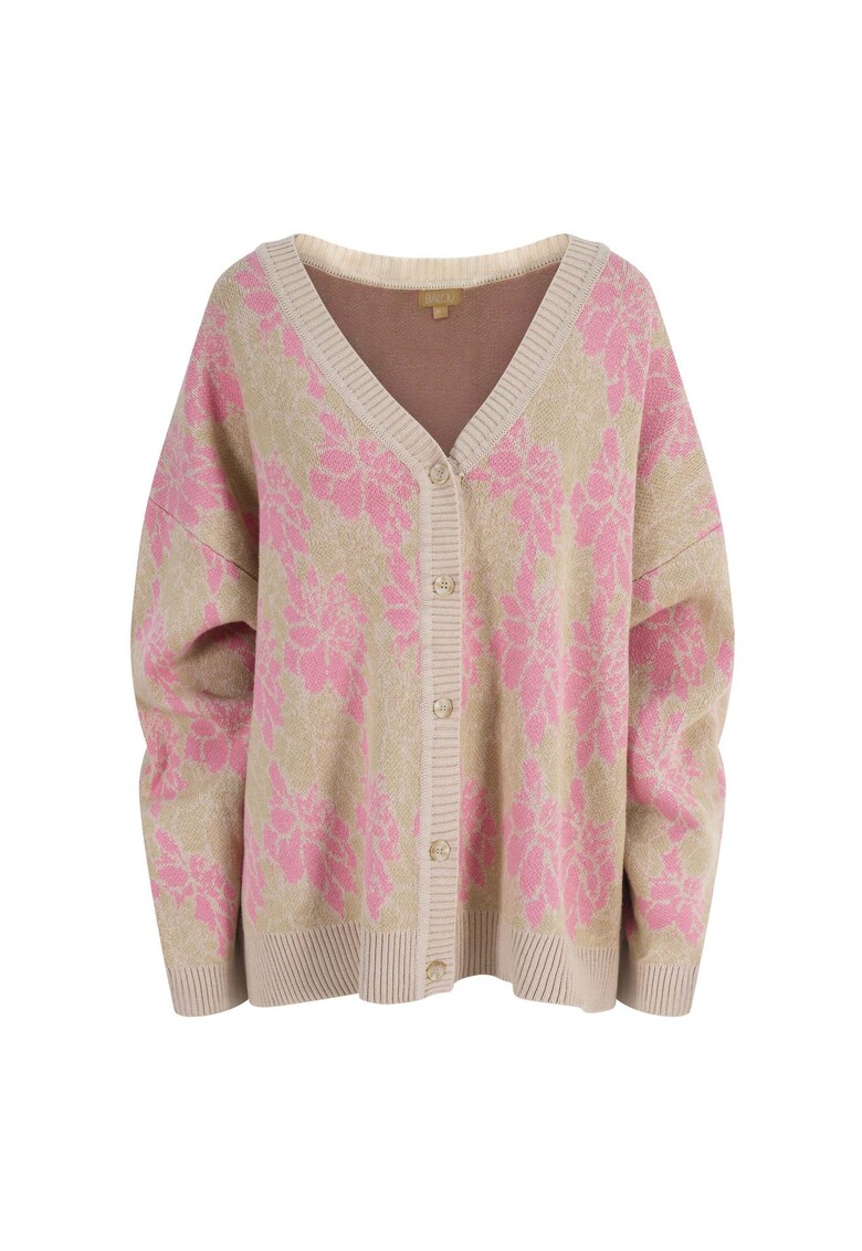 Cardigan lejer cu model floral - Roz