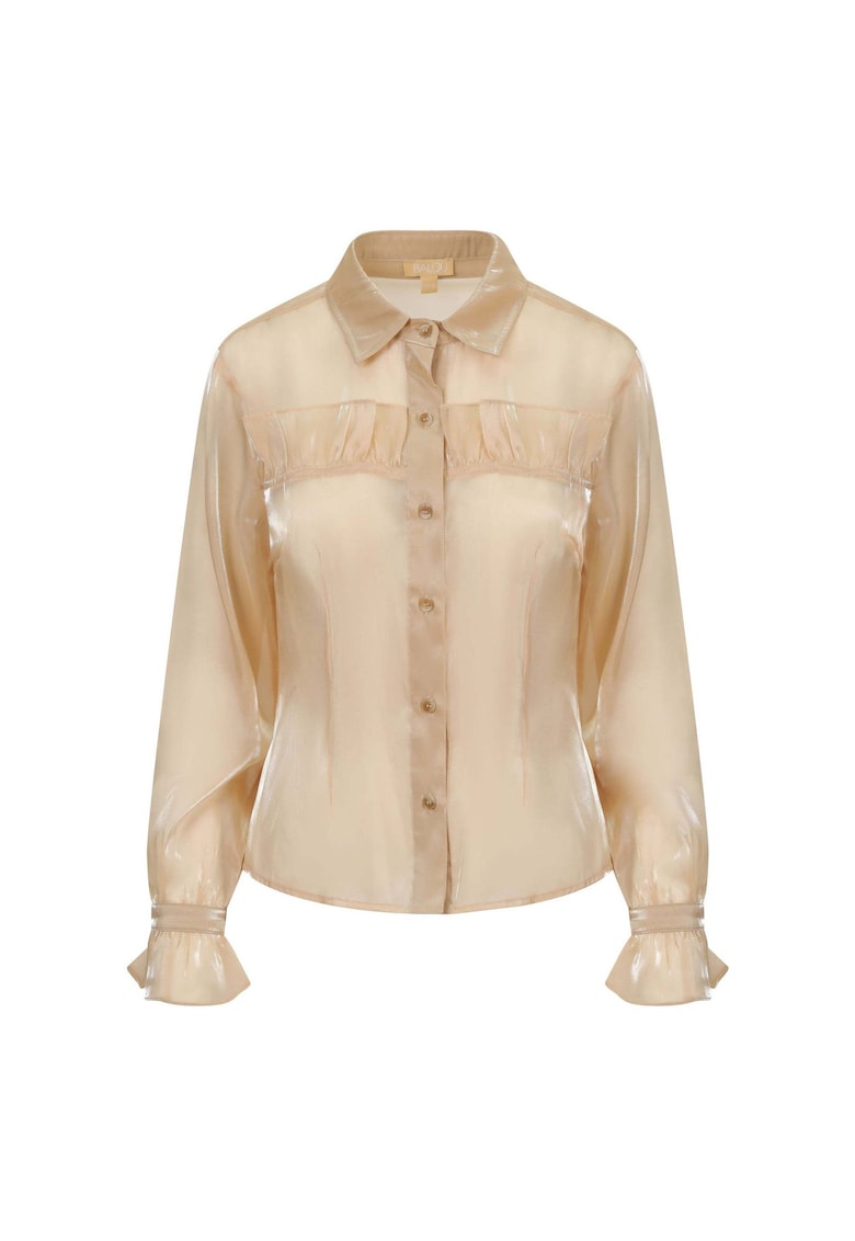 Camasa din organza cu aspect semitransparent si volane