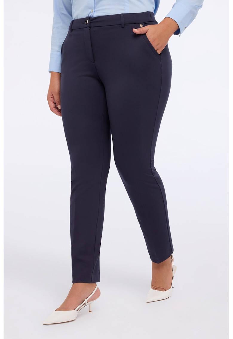 Pantaloni cu buzunare laterale si talie inalta