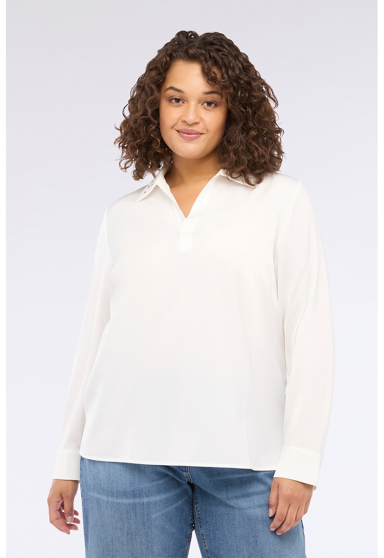 Bluza cu guler ascutit cu tinte - Alb fildes/Argintiu