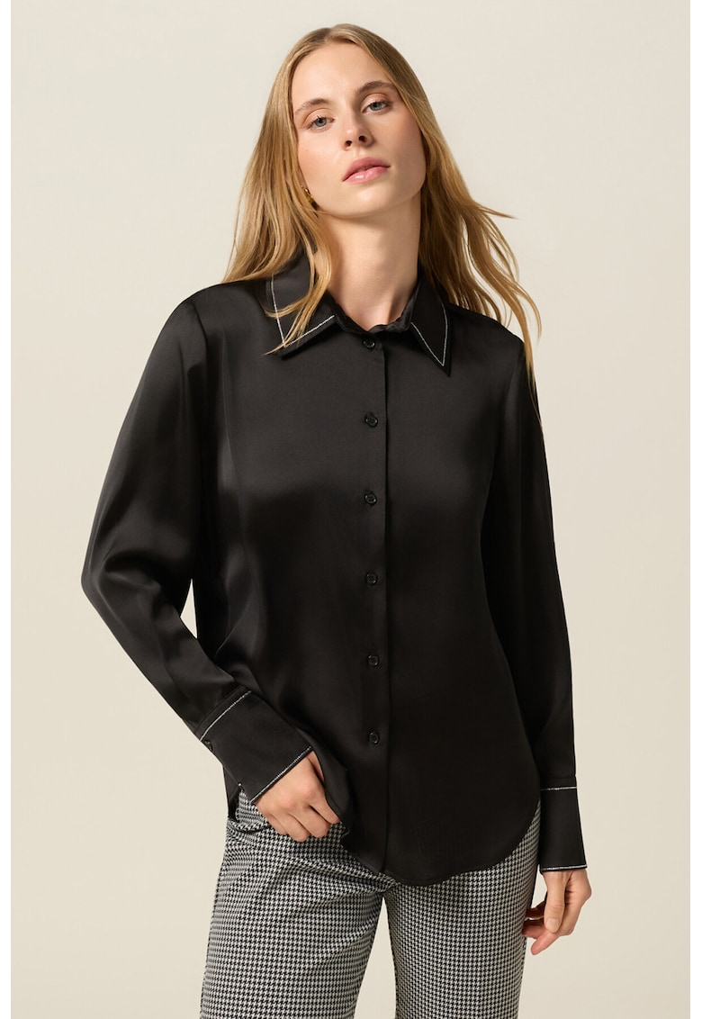 Camasa din satin cu mansete cu nasturi