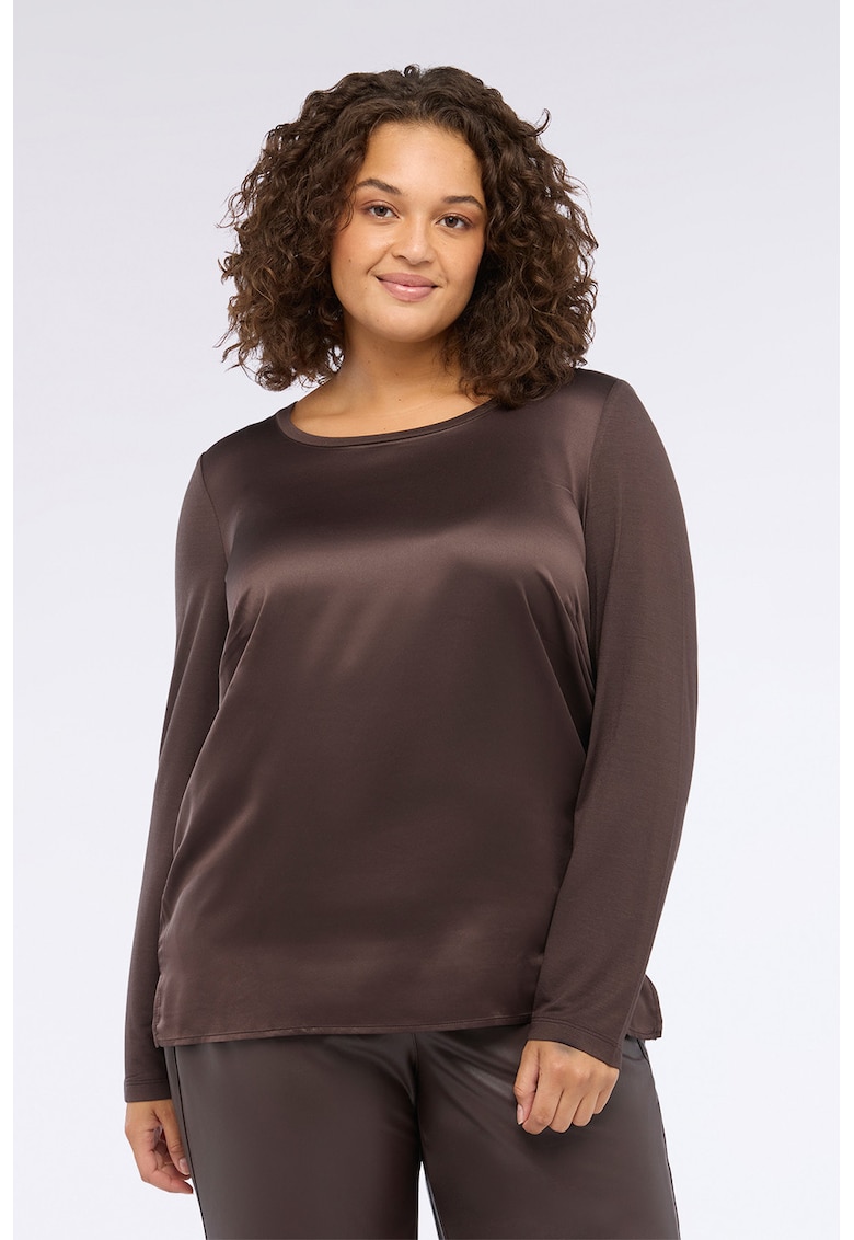 Bluza uni cu aspect de satin Bluza uni cu aspect de satin
