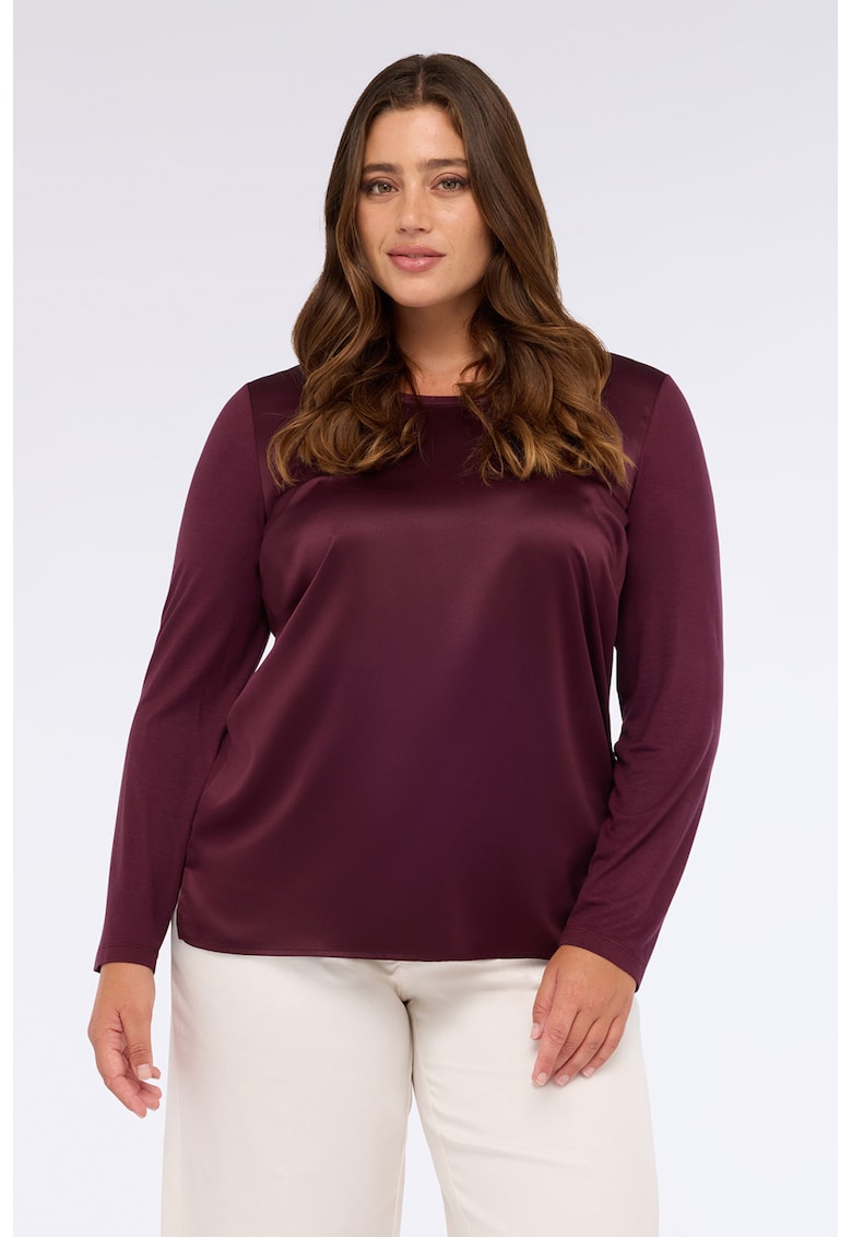 Bluza uni cu aspect de satin Bluza uni cu aspect de satin