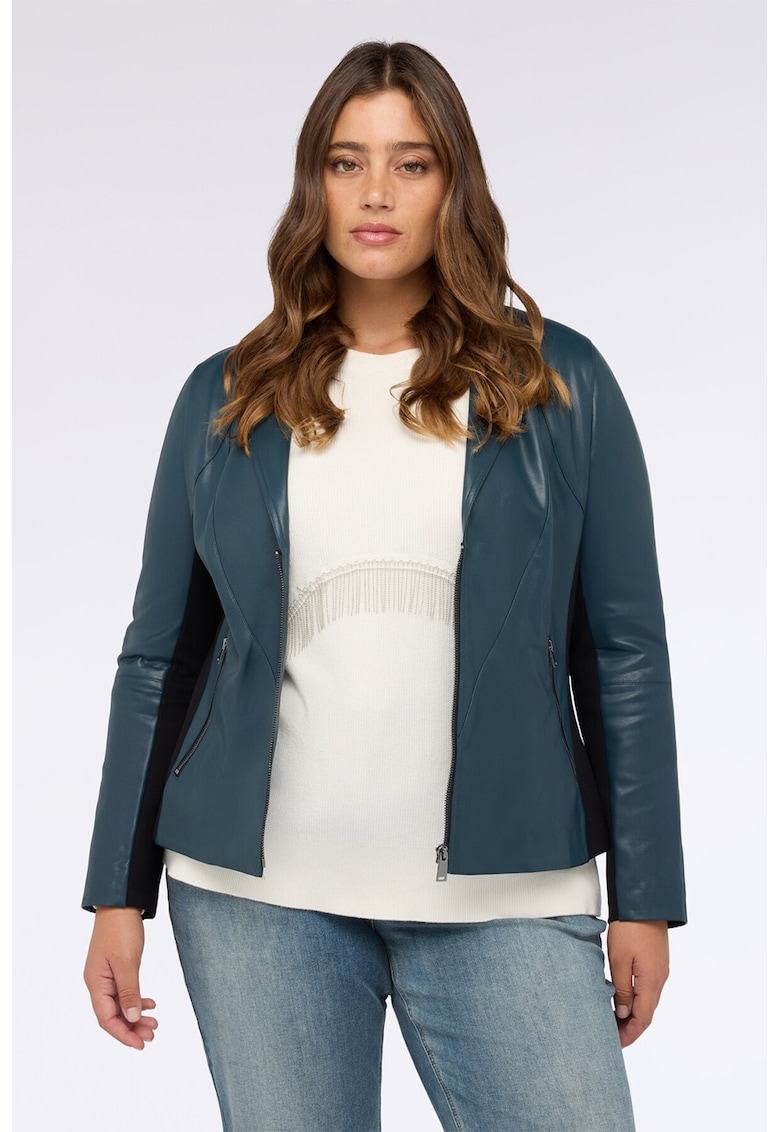 Jacheta slim fit de piele ecologica