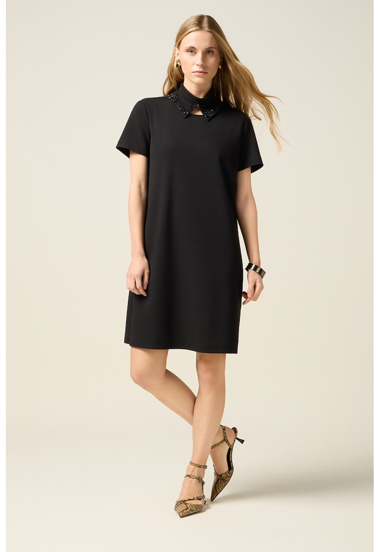 Rochie lejera cu guler detasabil - Negru