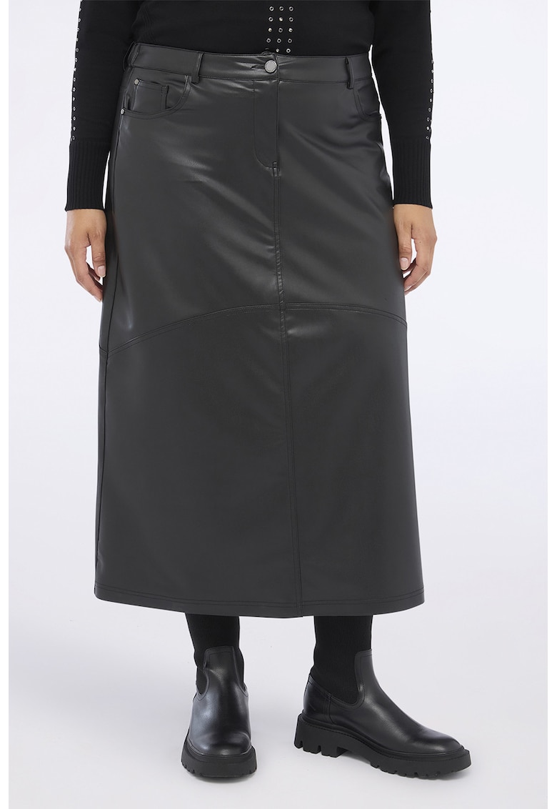 Fusta midi de piele ecologica
