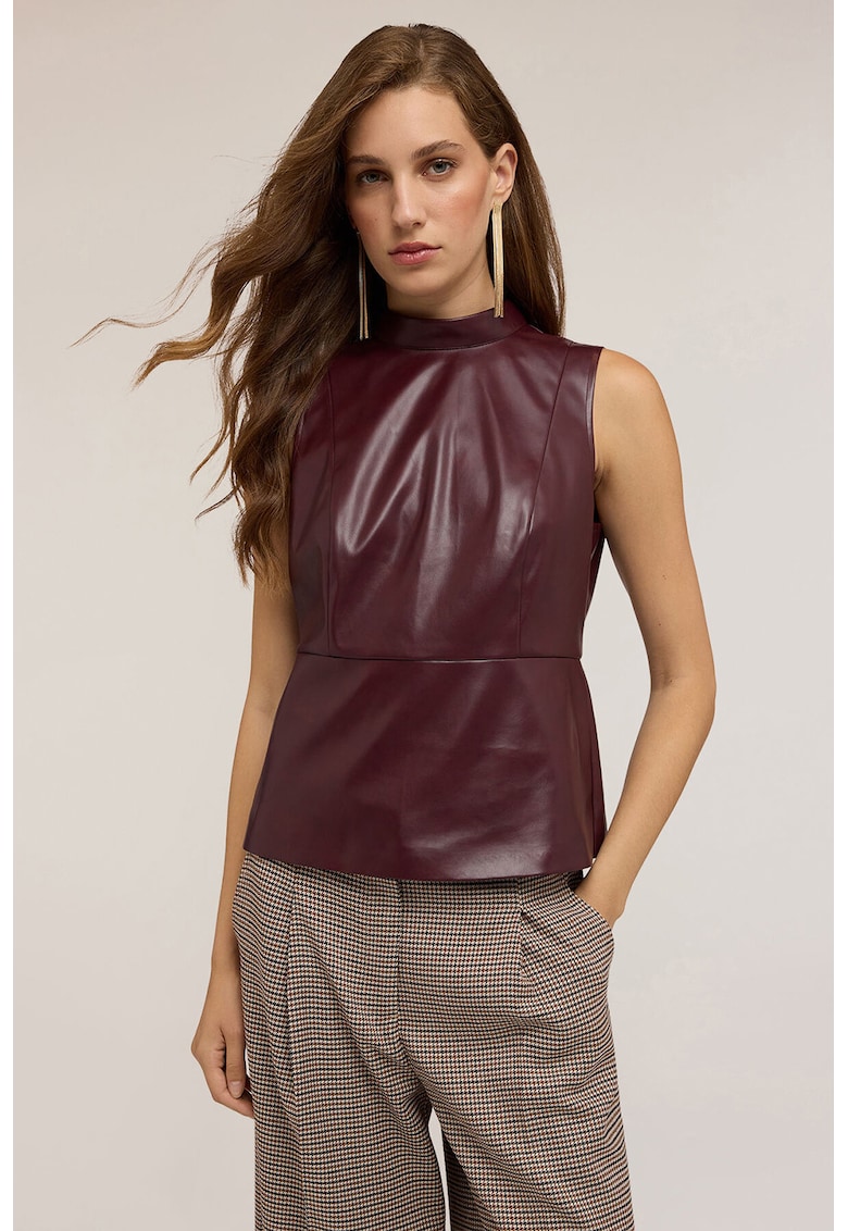 Bluza de piele ecologica fara maneci - Violet tyrian