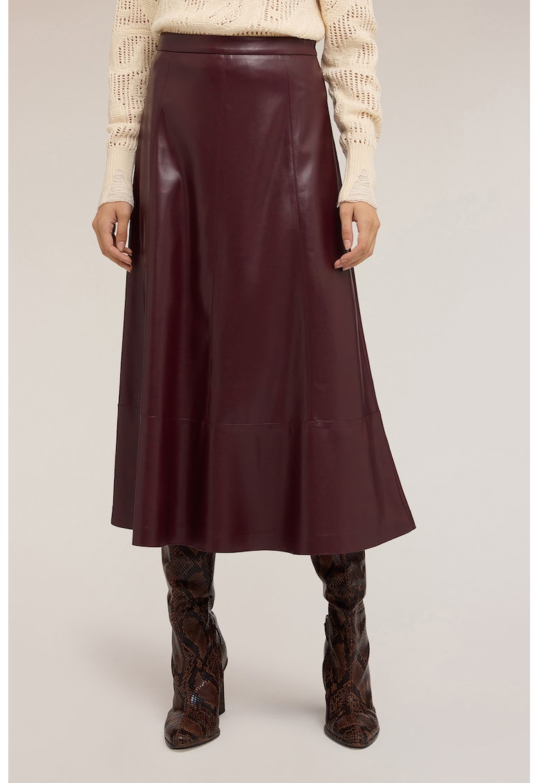 Fusta midi de piele ecologica