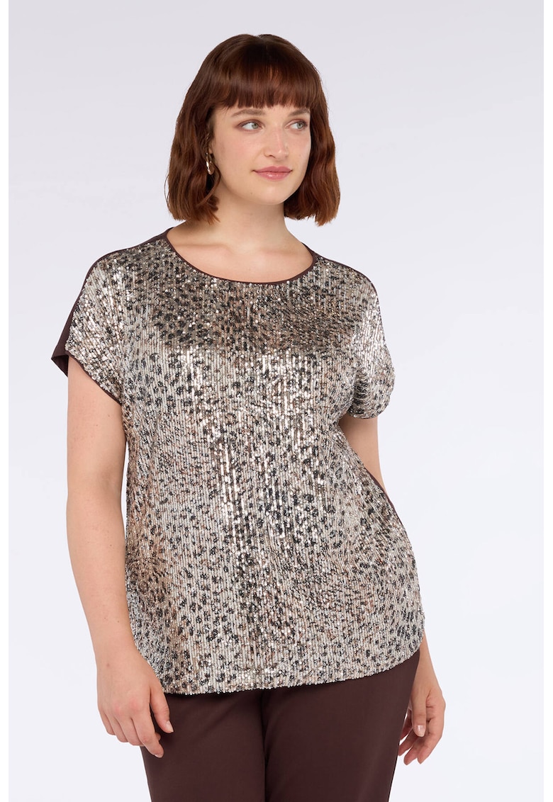 Tricou cu animal print cu paiete
