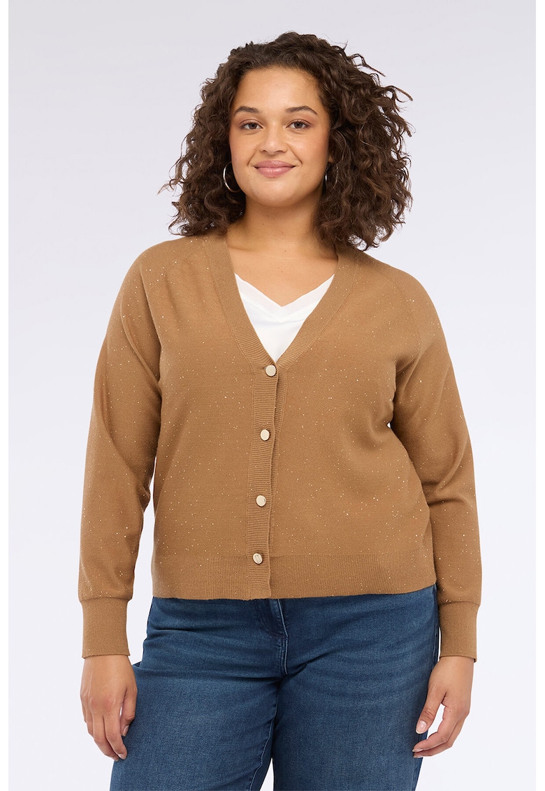 Cardigan cu decolteu in V si insertii stralucitoare