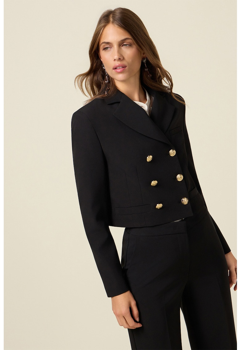 Sacou crop cu doua randuri de nasturi