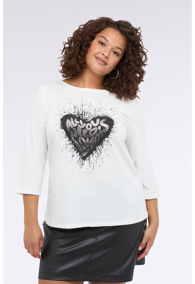 Bluza de bumbac cu maneci 3/4 si decolteu barcuta Bluza de bumbac cu maneci 3/4 si decolteu barcuta