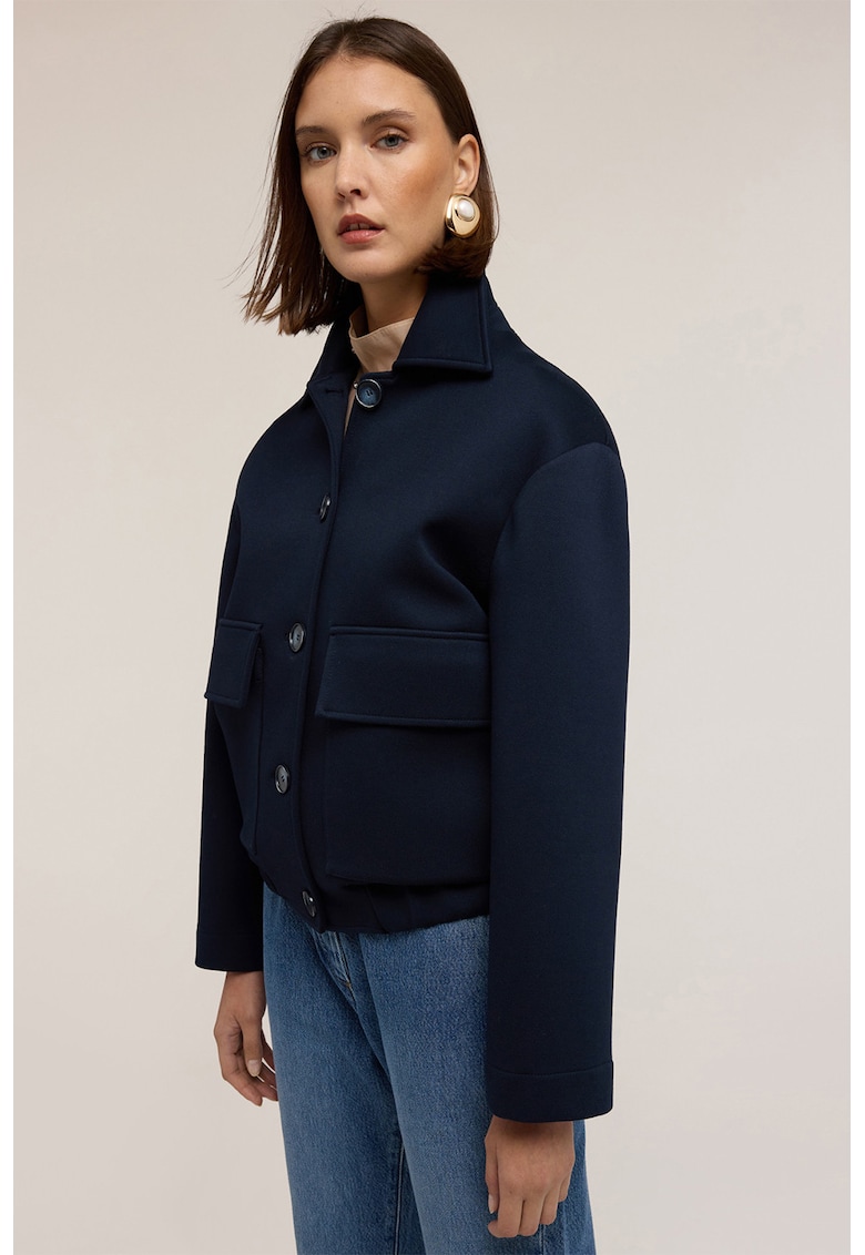 Jacheta-camasa bomber cu buzunare frontale si nasturi