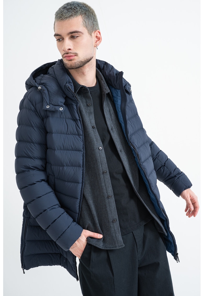 Geaca cu umplutura de puf si aspect matlasat - Albastru ultramarin