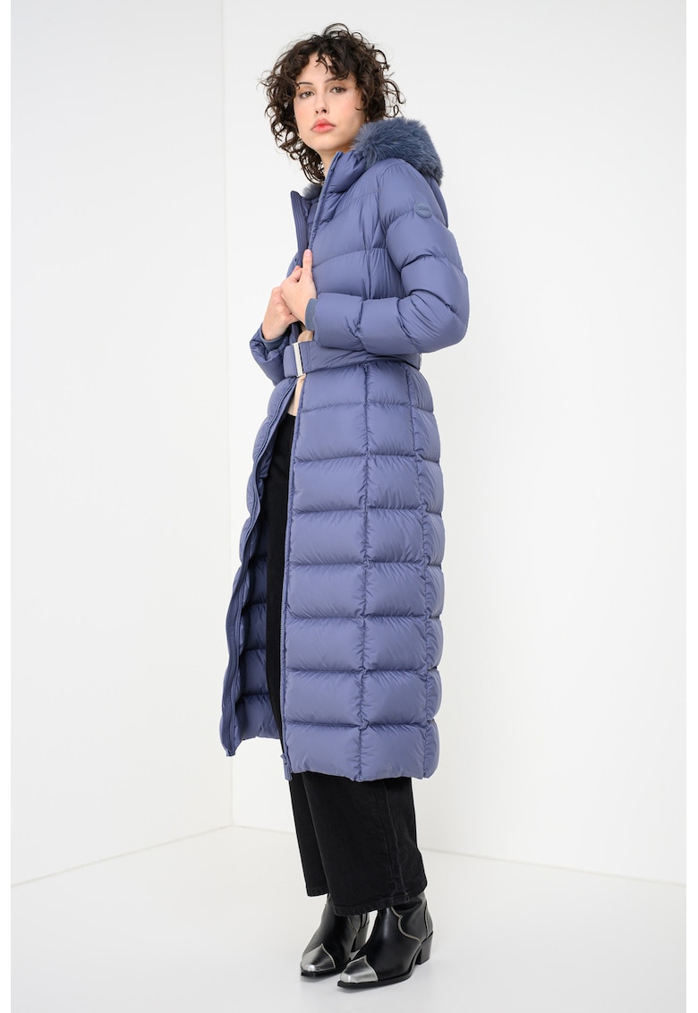 Geaca lunga cu umplutura de puf si gluga detasabila