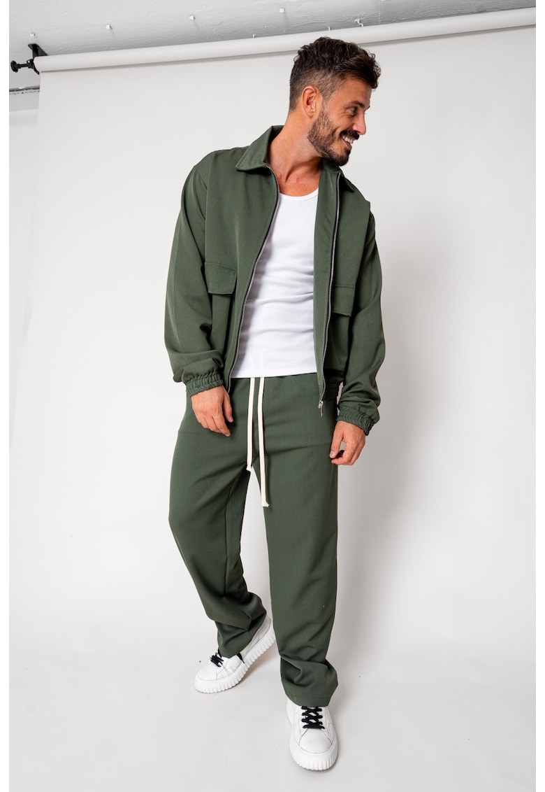 Set Dario Jacheta cu fermoar si pantalon lung Kaki 18165