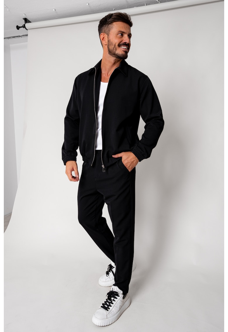 Set Caruso Jacheta cu fermoar si pantalon lung Black New 18213