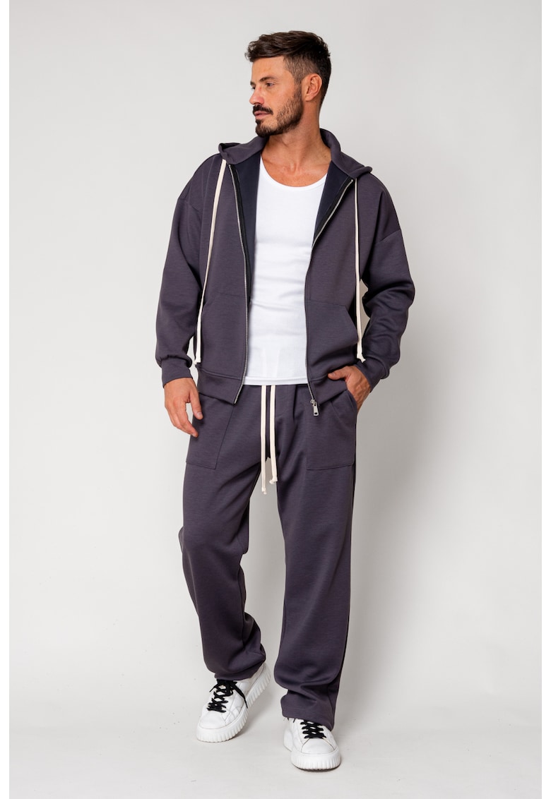 Set Jacheta cu fermoar si Pantalon lung Grey Anthracite 18084 Set Jacheta cu fermoar si Pantalon lung Grey Anthracite 18084