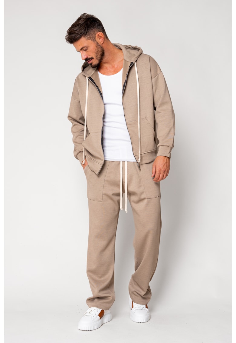 Set Jacheta cu fermoar si Pantalon lung Taupe 18079