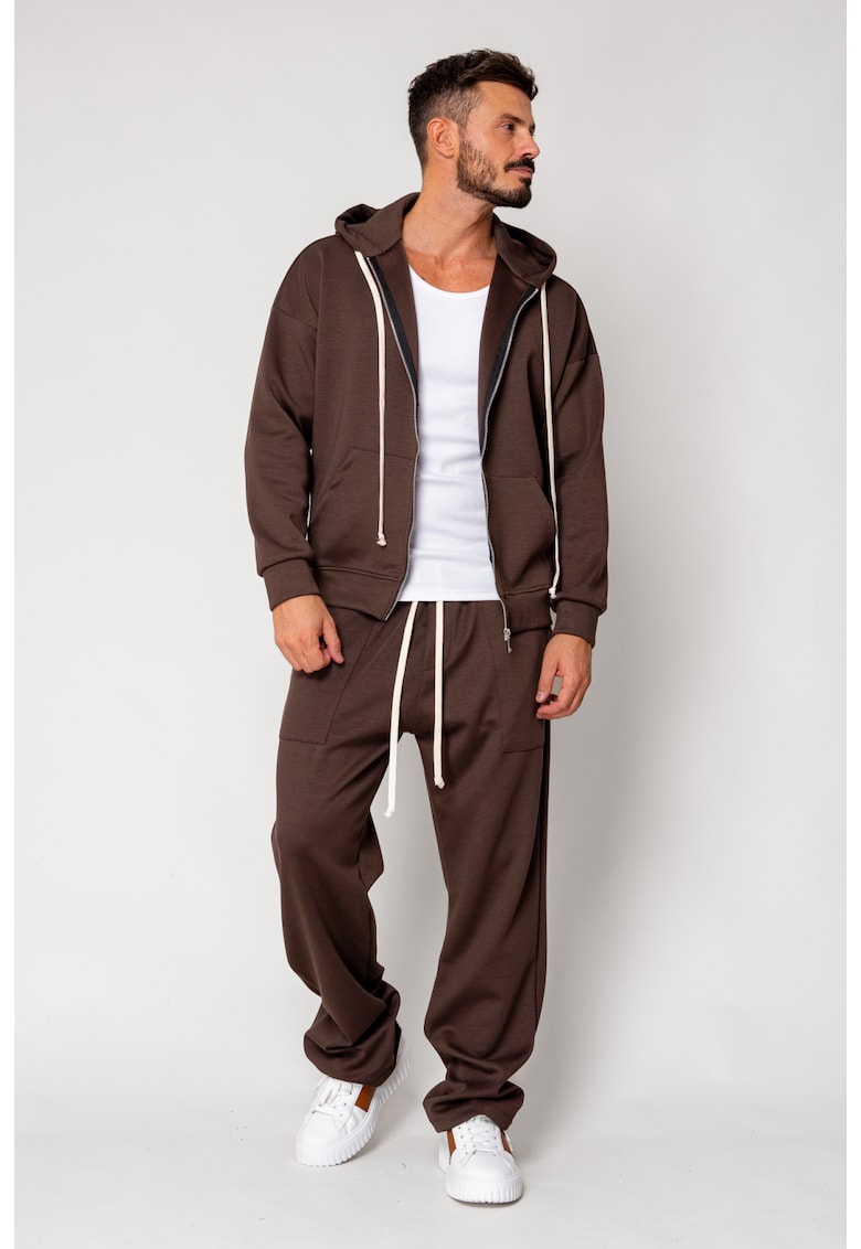 Set Jacheta cu fermoar si Pantalon lung Brown 18074 Set Jacheta cu fermoar si Pantalon lung Brown 18074