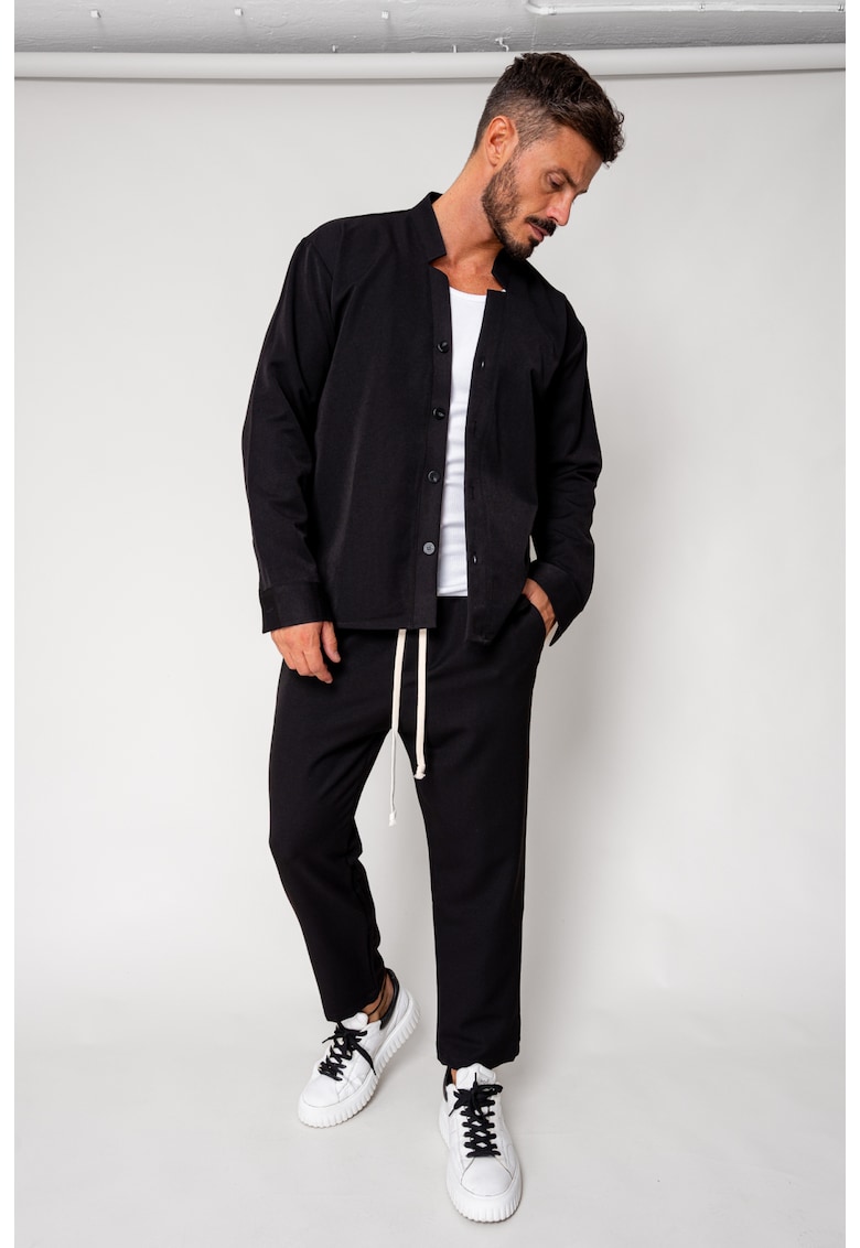 Set Como Camasa V-cut si pantaloni lungi Black 18205 - Negru