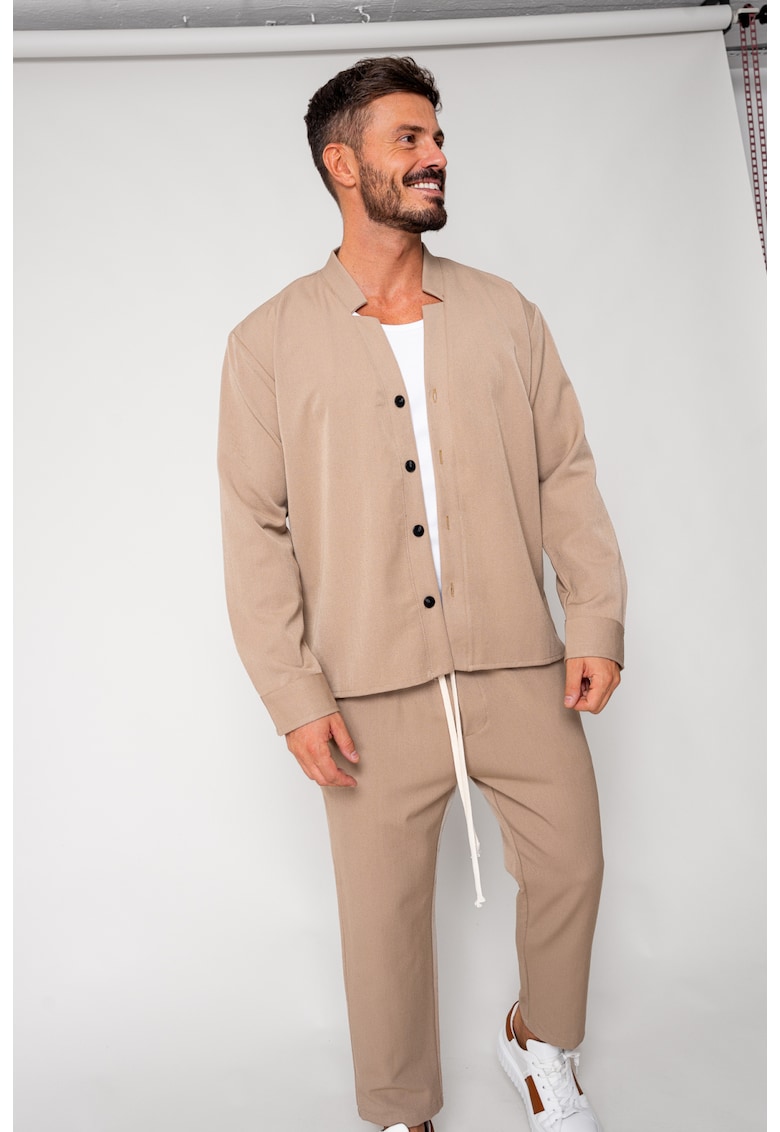 Set Como Camasa V-cut si pantaloni lungi Beige 18200 - Bej