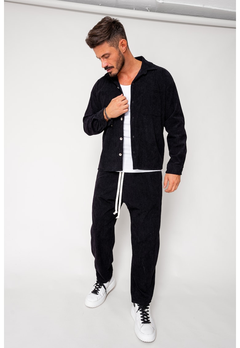 Set Camasa si Pantalon Lung din reiat Black 18132