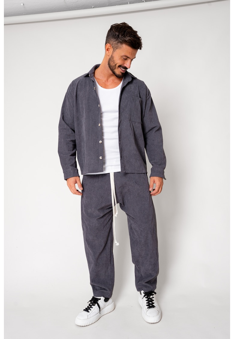 Set Camasa si Pantalon Lung din reiat Grey Anthracite 18128