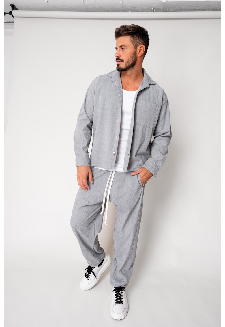 Set Camasa si Pantalon Lung din reiat Grey 18124