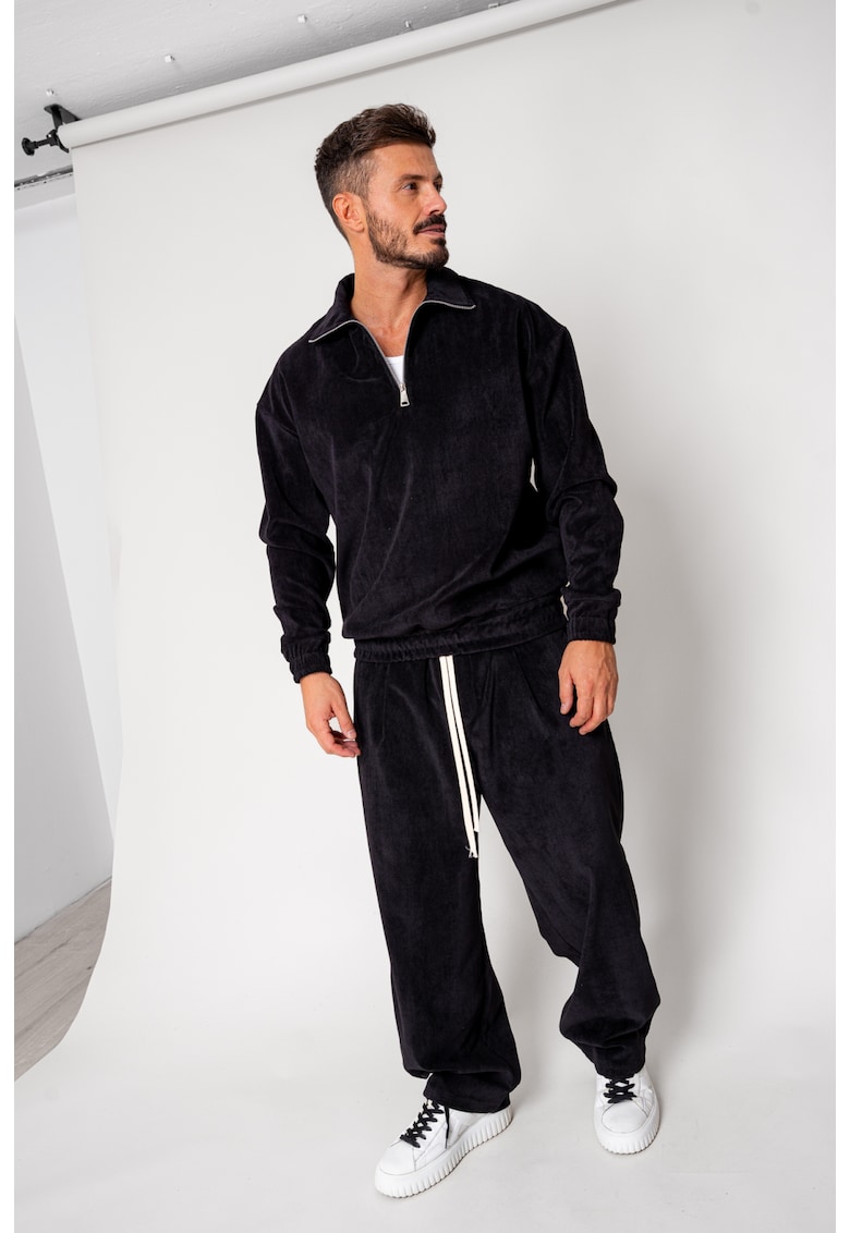 Set Bluza cu fermoar scurt si pantalon lung Black 18160