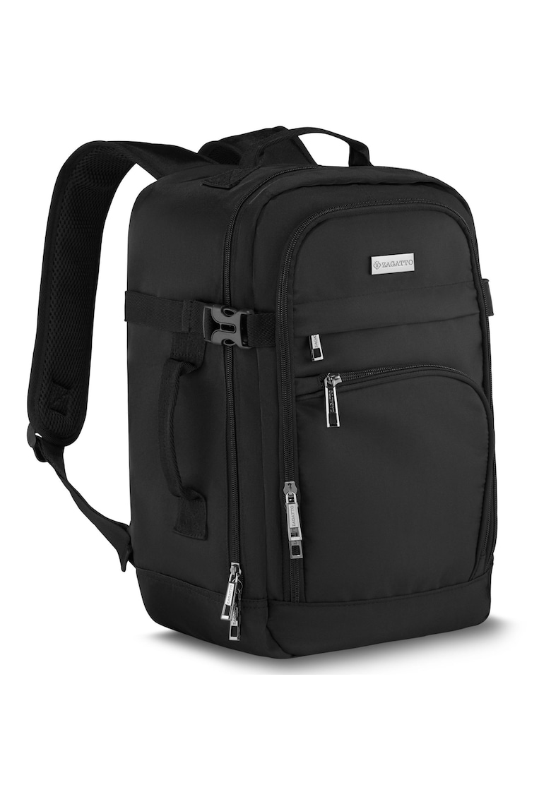 Rucsac voiaj - Negru - 40x20x25 cm - pentru avion - curele de compresie - atasabil la troler - 20L - ZG895