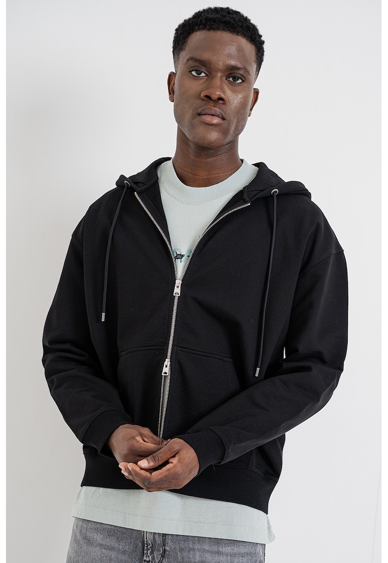 Hanorac din bumbac cu fermoar Milo - Negru