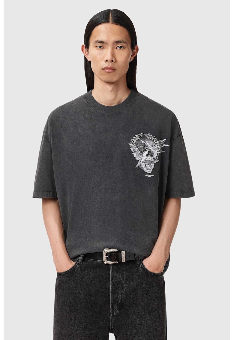 Tricou supradimensionat cu imprimeu pe spate Mysteries