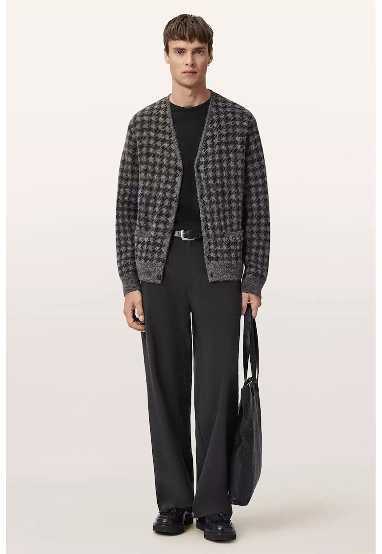 Pantaloni drepti din amestec de lana cu talie elastica