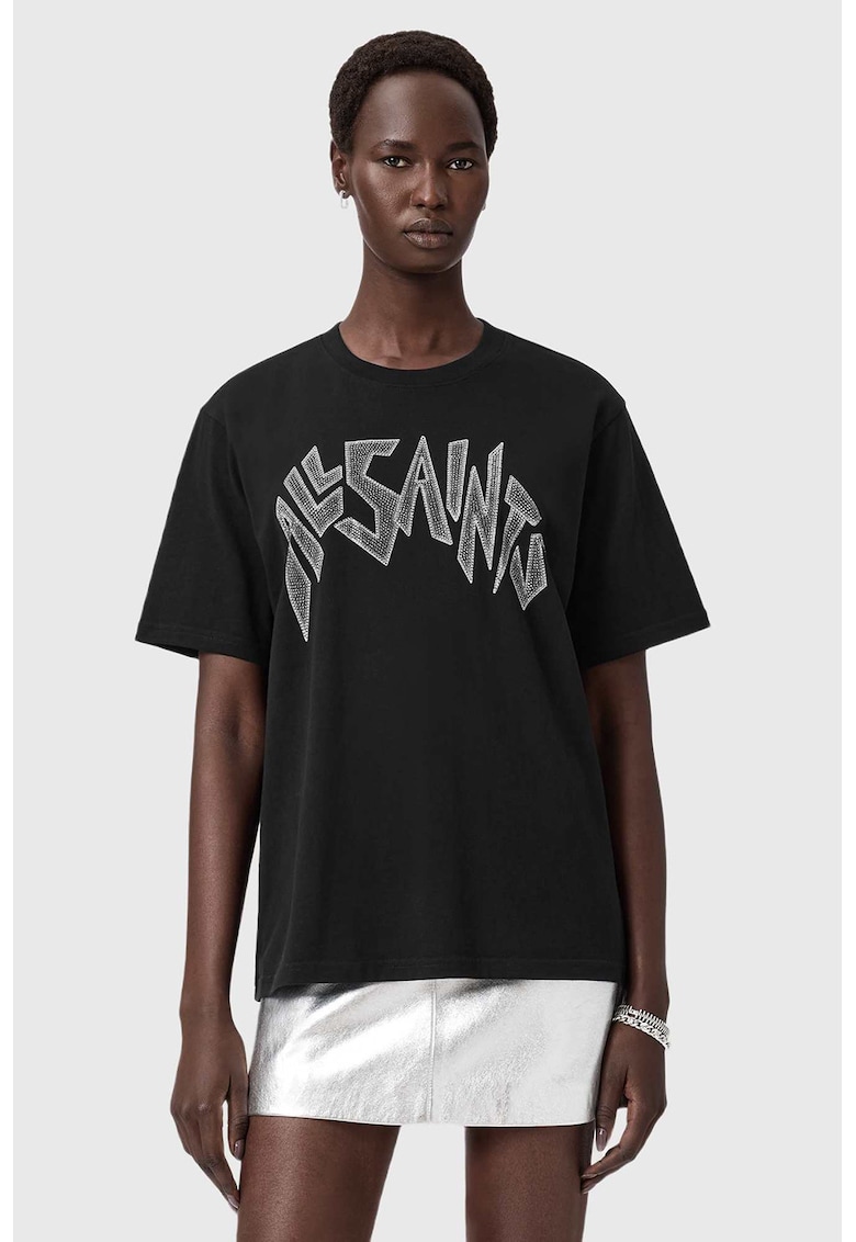 Tricou lejer cu logo din strasuri