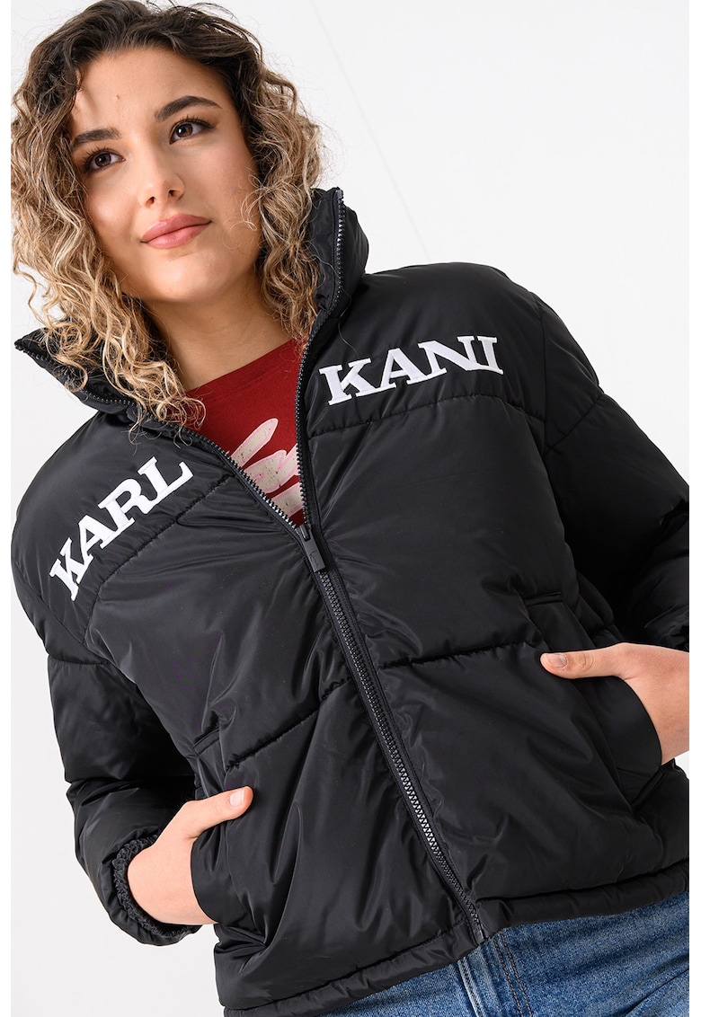 Geaca cu logo si fermoar - Alb/Negru