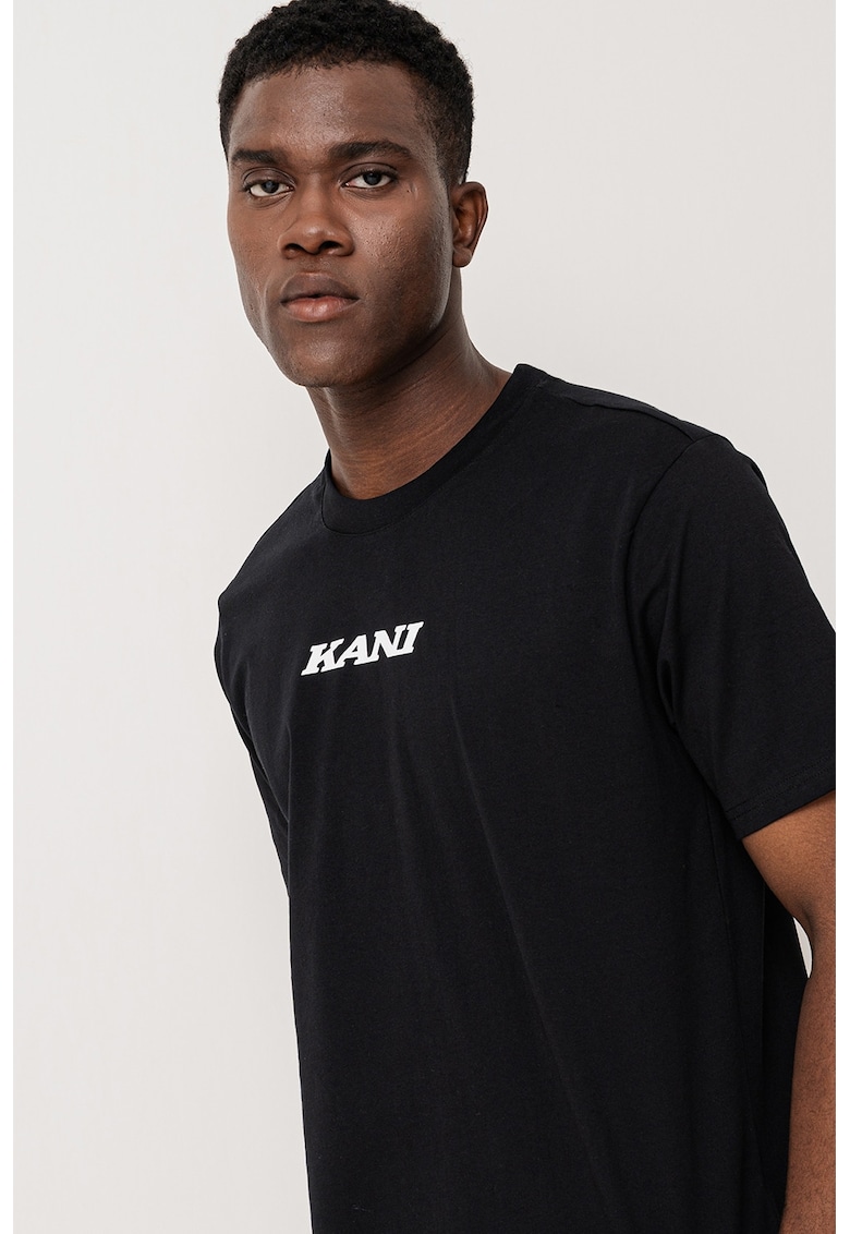 Tricou de bumbac cu decolteu la baza gatului