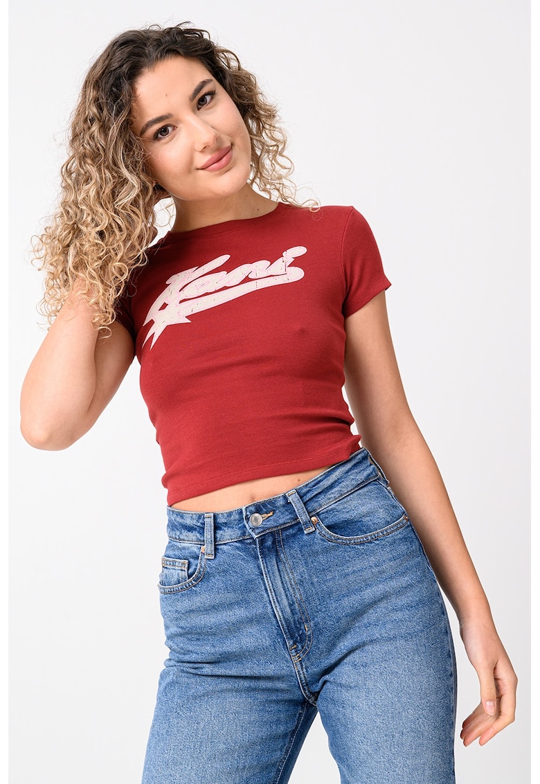 Tricou crop cu logo Varsity Star