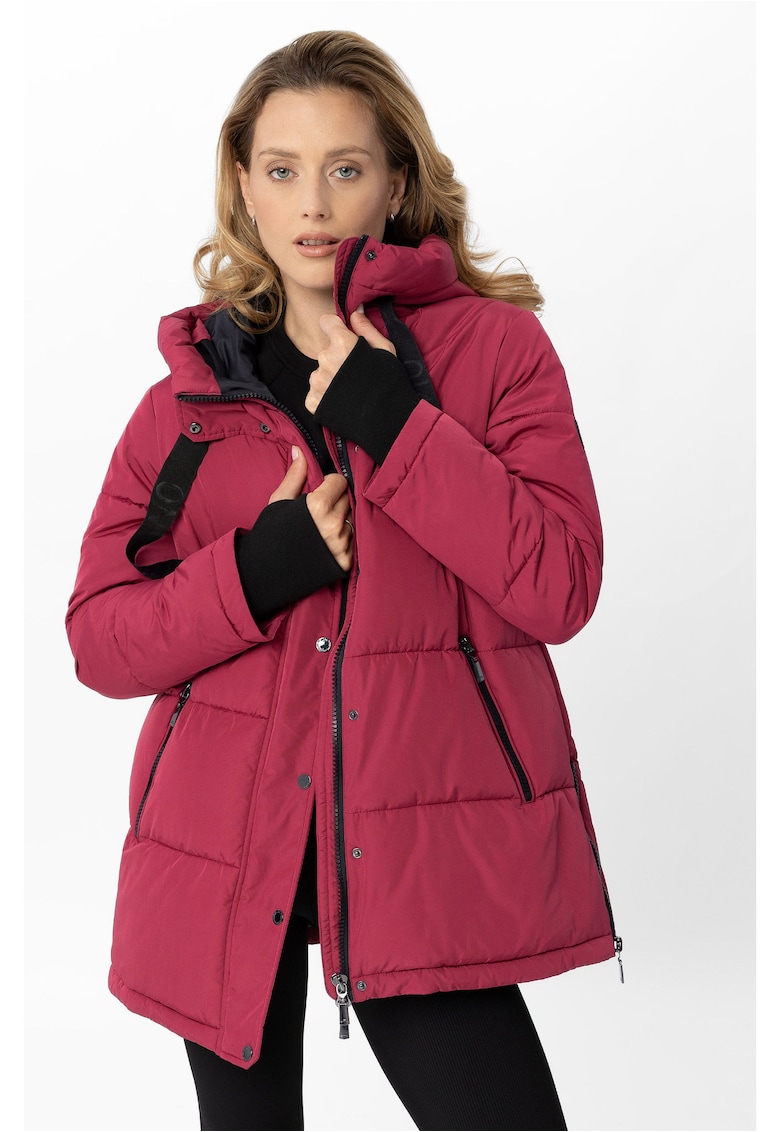 Geaca de iarna matlasata cu gluga - dama - fermoar bidirectional - J-Blis - Roz
