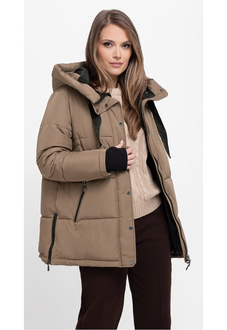 Geaca de iarna matlasata cu gluga - dama - fermoar bidirectional - J-Blis - Bej