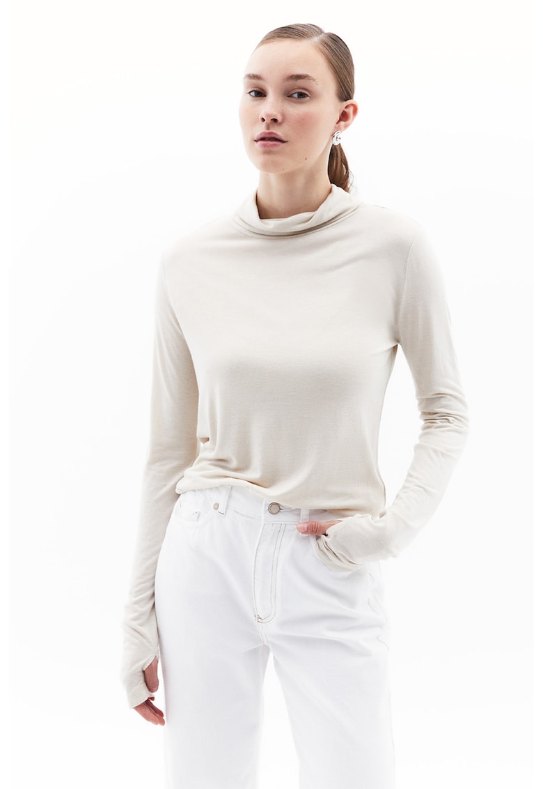 Bluza uni din amestec de lana - Crem -