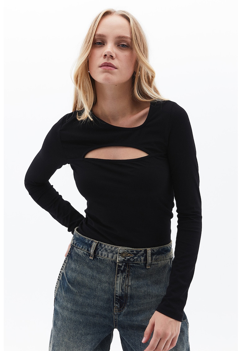 Bluza cu decupaje - Negru -